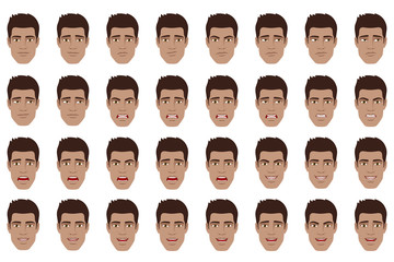  Black Man with different emotions and facial expressions.