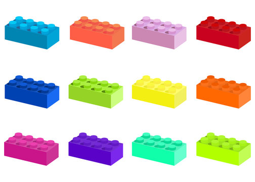 Colorful construction legs of the blocks type, isolated on a white background.