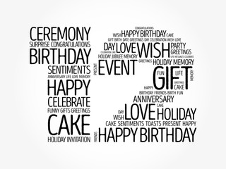 Happy 12th birthday word cloud collage concept