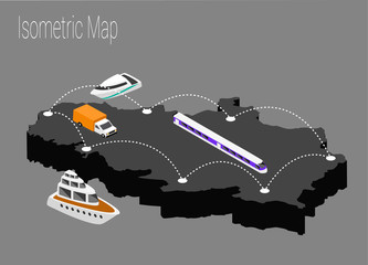 Map serbia isometric concept.