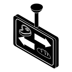 Meat bread sector direction icon, simple style