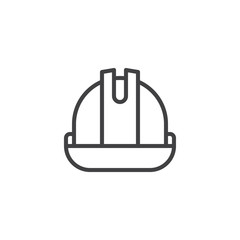 Helmet or hard hat line icon, outline vector sign, linear style pictogram isolated on white. Safety Symbol, logo illustration. Editable stroke