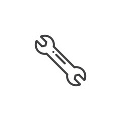 Wrench work tool line icon, outline vector sign, linear style pictogram isolated on white. Symbol, logo illustration. Editable stroke