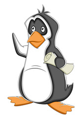 Job Search cartoon Penguin Vector Illustration