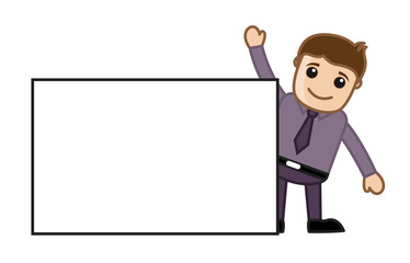 Happy Businessman with Banner