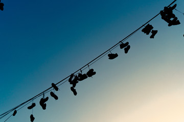 silhouette, phone line, shoes, urban, urban art, sneakers, sneakers on line, new york, 