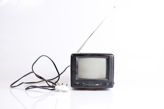 Small vintage black and white television