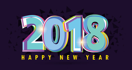Happy new year 2018 Text Design vector