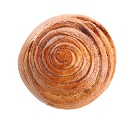 Sweet cinnamon roll on white background