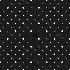 Seamless geometric pattern with white dot grid on black background. Vector Illustration