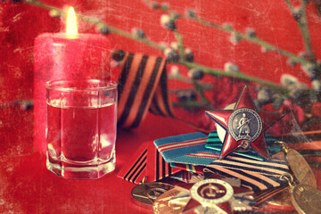 Retro effect on medals composition from Great Patriotic War