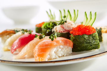 Exquisite Asian menu in the restaurant