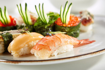 Exquisite Asian menu in the restaurant