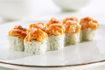 Exquisite Asian menu in the restaurant