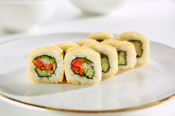 Exquisite Asian menu in the restaurant