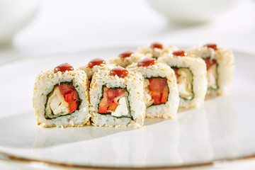 Exquisite Asian menu in the restaurant