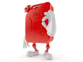 Petrol canister character with ok gesture