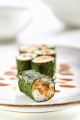 Exquisite Asian menu in the restaurant