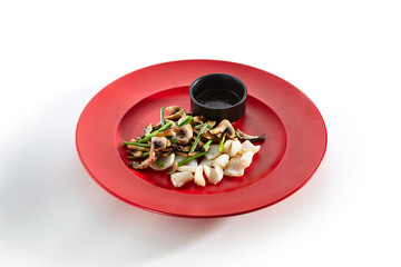 Exquisite Asian menu in the restaurant