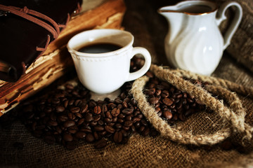 coffee bean on textile background
