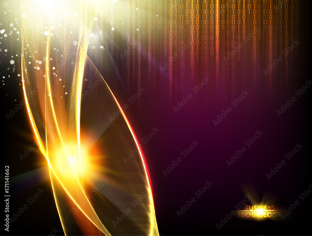 Poster abstract dark background. flashing particles fly through dark space. science illustration of bigdata