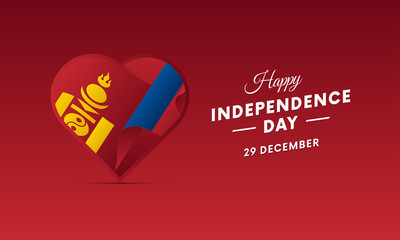 Banner or poster of Mongolia independence day celebration. Waving flag. Vector illustration.