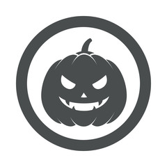 Icono plano silueta calabaza Halloween en circulo color gris