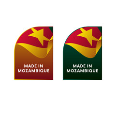 Stickers Made in Mozambique. Vector illustration.