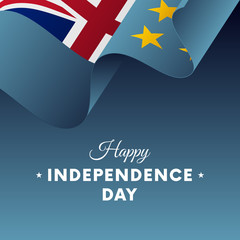 Banner or poster of Tuvalu independence day celebration. Waving flag. Vector illustration.