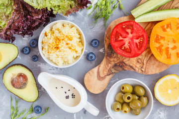 ingredients for a bright vegetable salad