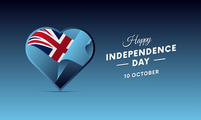 Banner or poster of Fiji independence day celebration. Waving flag. Vector illustration.