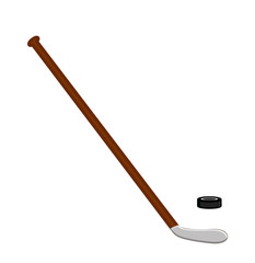 Ice Hockey Stick and Ball