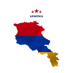 Armenia map with waving flag. Vector illustration.