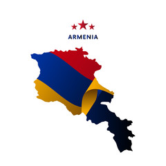 Armenia map with waving flag. Vector illustration.