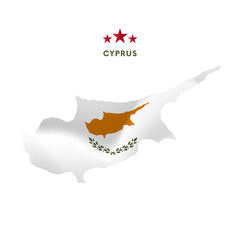 Cyprus map with waving flag. Vector illustration.