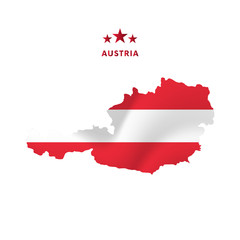 Austria map with waving flag. Vector illustration.