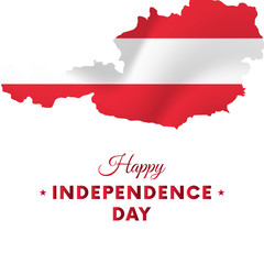 Banner or poster of Austria independence day celebration. Austria map. Waving flag. Vector illustration.
