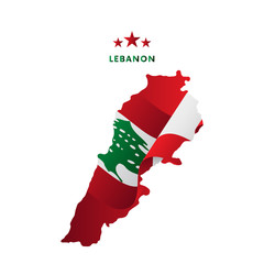 Fototapeta premium Lebanon map with waving flag. Vector illustration.