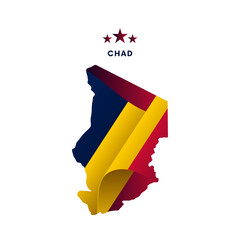 Chad map with waving flag. Vector illustration.