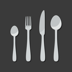 Cutlery icons in flat style