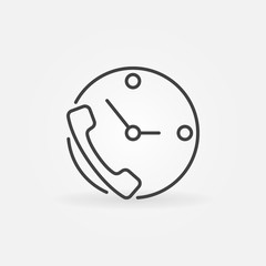 Phone and clock vector concept icon in thin line style