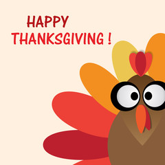 Happy Thanksgiving Day. Vector Illustration with Hand Lettered Text and a Turkey silhouette with orange background.