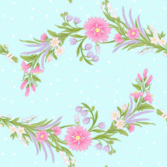 Floral seamless pattern, background with vintage style flowers