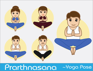 Yoga Cartoon Vector Poses - Prarthnasana