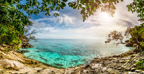 Tropical lagoon sunset © 1xpert