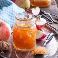 Homemade apple jam, square