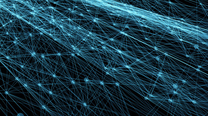 Abstract futuristic lines and dots grid. Intertwining web, a network of ropes, an unusual geometric black and blue vector pattern for brochure, poster, web, card and booklet template.