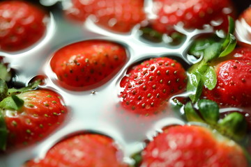strawberry red fruit cleaning water