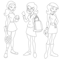 Modern Teenage Girls Vector Sketching