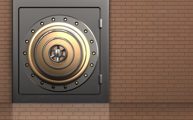 3d metal safe golden vault door